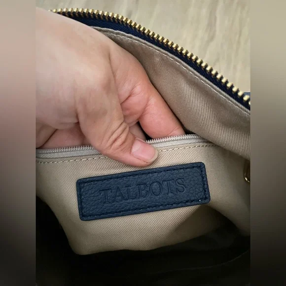 Talbots hobo denim shoulder Navy Blue Bucket Bag - Picture 5 of 6